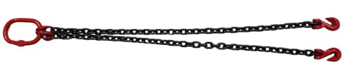 Recovery Chain Brothers 8mm Grade 80 2 Leg Tow Chain With Shortening Grab Hooks Double Leg Chain Sling Winch Assist (1.5 Metre)