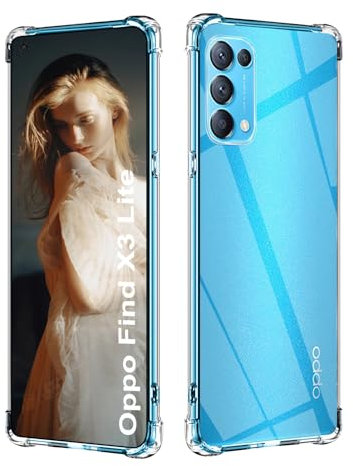 ISOI - Funda Compatible con OPPO Find X3 Lite, con Parachoques de Airbag a Prueba de Golpes Protección Completa,Carcasa Protectora de Silicona TPU Suave Ultrafino - Transparente