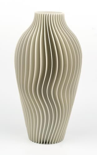 KAANY | 3D Druck Vase Nova| umweltfreundlich | nachhaltig | modernes Design | Made in Germany (Höhe 20cm, Durchmesser 10 cm) (Weiß)