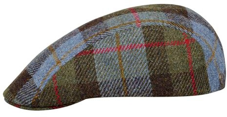 Sterkowski Norte Schirmmütze Herren Winter | Harris Tweed Flatcap Herren | Gatsby Mütze Herren Schlägermütze Herren Baskenmütze Herren Schiebermütze Mit Ohrenklappen 59 cm Blau Grünes Karo