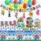 Geburtstagsdeko, Kinder Partygeschirr Set 95 Stück Super Bros Geburtstag Party Supplies Grün Theme Partygeschirr, Kindergeburtstag Mädchen Junge Party Kit mit Teller Tischdecke Servietten Deko Set