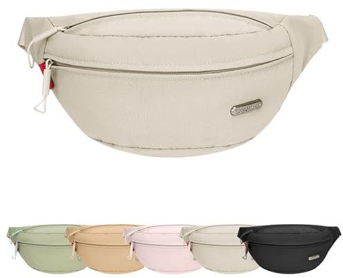 Mayoii Leichte Bauchtasche für Reisen, Sport, Wandern, stilvolle Bauchtasche für Damen und Herren, wasserabweisend, Bauchtasche für Damen, verstellbarer Hüftgurt, A-weiß, Einheitsgröße, Modern