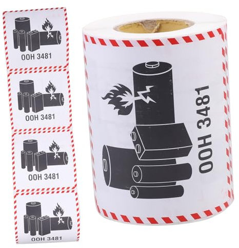 DOITOOL 300pcs Battery Caution Stickers Lithium Battery Shipping Labels Warning Stickers