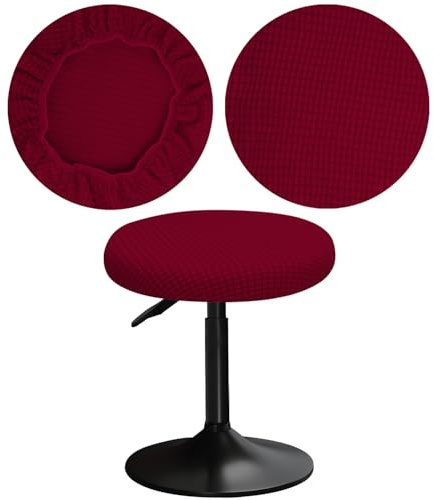 YINGAYOU Hockerbezug Rund 30-40 cm Bezug Barhocker Rund mit Plüsch Quadrate Luxuriöser Stoff Waschbar Dehnbar Wunderschöne Farbe für Runde und Eckige Hocker (1, Burgunderrot)