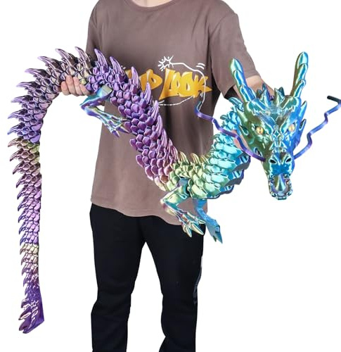 critigulf 3D Printed Dragon Model (48inch purple-goldf-blue)