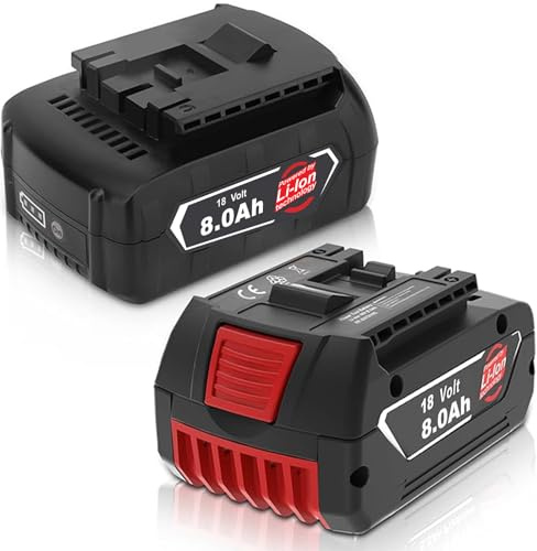 2 Stück 18V 8000mAh Ersatzakku für Bosch Akku Kompatibel für Bosch Professional 18V Akkus BAT618 BAT618G BAT609 BAT609G BAT619 BAT619G BAT610G BAT610 BAT612 BAT622 mit LED-Anzeige