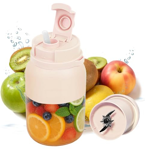 Tragbarer Mixer, 1200 ml Blender Bottle Smoothie maker to go | Mit 38 Klingen Fresh Juice Mixer Flasche, Becher mit Auslaufsicherer Deckel für Reise Büro Fitnessstudio Camping