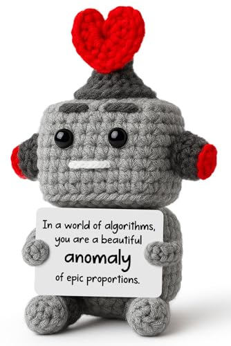 YUEYUQIU Regalos para novio, novia, ella, él, robot de ganchillo hecho a mano, aniversario de boda, Navidad, regalos de cumpleaños para mujeres y hombres, nerd geek I Love You, regalo del día de San