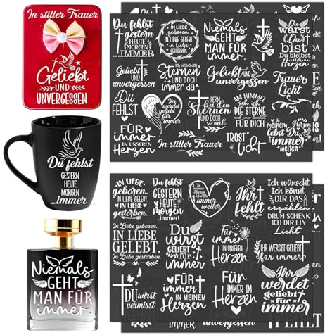 Rub On Sticker Sprüche – Persönlicher Schriftzug für Erinnerung und Trauer | Transfer Aufkleber personalisiert | Deko zum Kleben für Glas, Fotoalbum, Gips (Weiß)