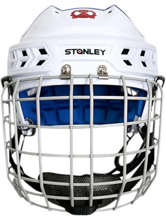 RCGOFOLLOW Casco da hockey su ghiaccio professionale con strato di ad densità imbottito per l'impatto e vestibilità regolabile per un comfort ottimale. Casco da pattinaggio su, Bianco, L