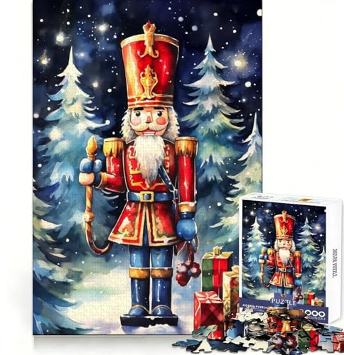 Watercolor Nutcracker Jigsaw Puzzles for Adults1000 Piece Brain Stimulation Calm Distraction Premium Cut Birthday Gift (38x52cm)