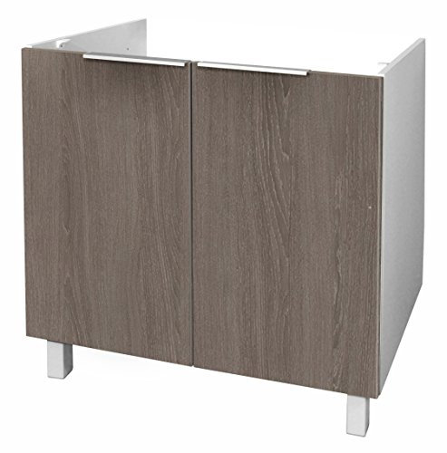 Berlioz créations Cajonera Inferior de Cocina bajo Fregadero 80, Madera de ingeniería, Roble, Topo, 80 x 52 x 83 cm