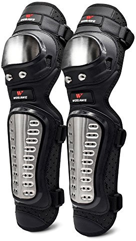 WOSAWE Gomiti Ginocchiere per Moto Adulto Lega Acciaio Motor Traspirante ATV Racing Protettori per Ginocchio (Lungo Ginocchiere)