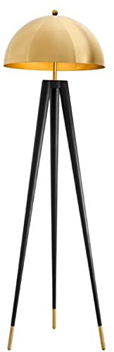 Casa Padrino Luxus Stehleuchte Gold/Schwarz Ø 50 x H. 165 cm - Dreibein Stehlampe mit rundem Metall Lampenschirm