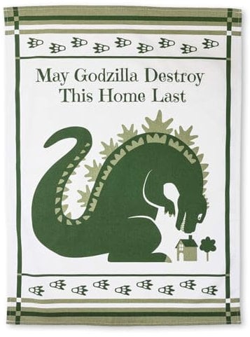 getDigital Geschirrtuch May Godzilla Destroy This Home Last - Saugstarkes Küchen-Tuch mit Godzilla Motiv - Geschirrhandtuch aus 100% Baumwolle