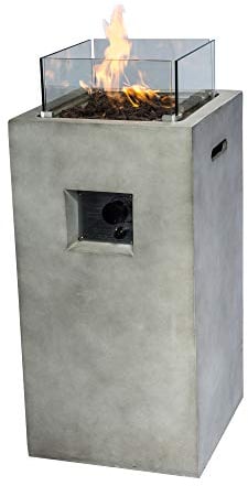 Peaktop - Feuerstelle für den Außenbereich, 41 cm, groß, viereckig, Beton, Propangas HF31701AA-EU