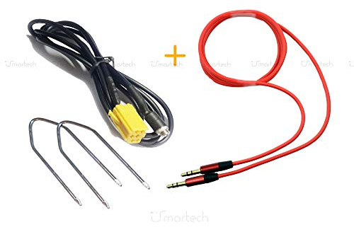 1neiSmartech Cavo Aux Audio Adattatore Autoradio Fiat Alfa Romeo Lancia Jack Femmina + Kit Estrazione + Cavo Audio Rivestito In Gomma Doppio Jack Maschio 3,5Mm Per Mp3 Smartphone Tablet