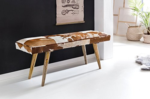 KADIMA Design Sitzbank Ziegenfell 120cm Flurbank Polsterbank Design Fell Bettbank