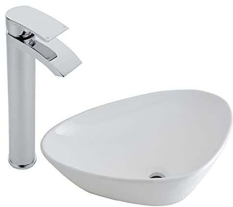 MILANO Countertop Bathroom Basin Sink High Rise Mixer Tap 590 x 390mm