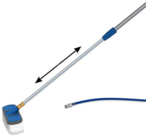 W&W Wasser-Teleskopstange mit Waschbürste SOLAR Länge 240 cm 2x120 cm super weiche Borsten Borstenlänge 25 cm