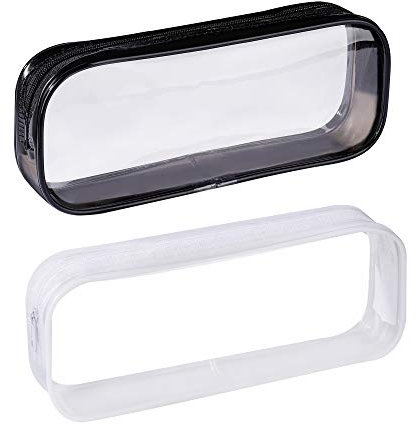 ISIYINER Federmäppchen Durchsichtig Mäppchen PVC Klar Reißverschluss Bleistiftbeutel Federtasche für Studenten 2 Stücke