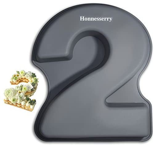 Honnesserry Kuchenform Zahlen, Backform Zahl 2, Antihaftend Silikon Backform, Silikon Zahlen Groß Geburtstag Hochzeit Jubiläum Geburtstagstorte