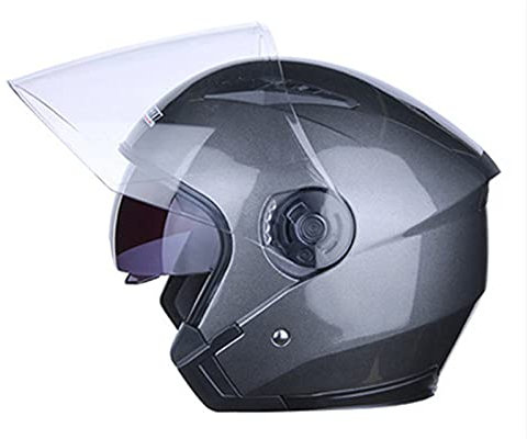 Open Face Jet Helmet Motorrad Roller Moped Mofa Scooter Offenes Helm Erwachsener Herren Damen Atmungsaktiver Mopedhelm DOT/ECE-Zertifizierung Retro Vintage Pilot Biker Helmet,Grau,M