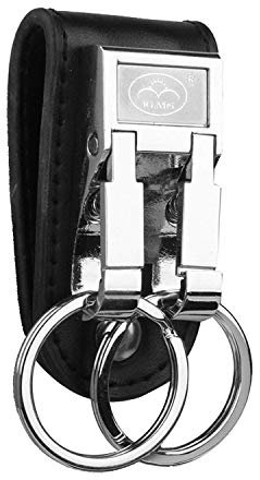 U-K Llavero de acero inoxidable y cuero negro para hombre, desmontable, práctico y duradero