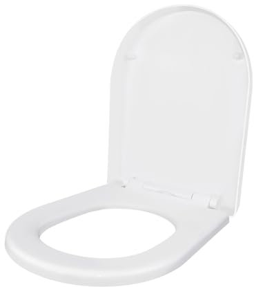 D Shaped (White) Toilet Seat with Soft Close & Quick Release Hinges, PP Material, Easy Installation