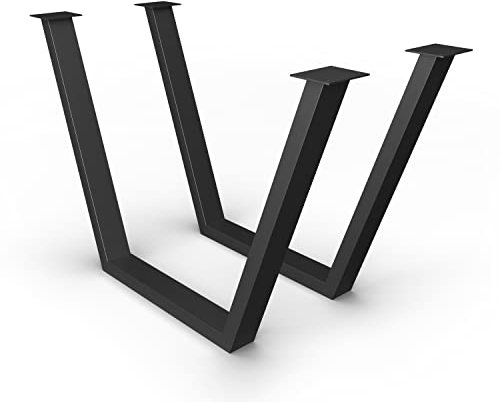 sossai® U-Form - Stahl Tischkufen | Design Tischgestell Tischbeine | TKU | Farbe: Schwarz | 2 Stück | Breite oben 114 cm | Breite unten 60 cm | Höhe 72 cm | Profil: 60 x 80 mm