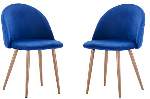 SAM 2er Set Esszimmerstuhl Lilly in Blau, Stoffbezug aus Samt, Metallbeine in eichenfarbiger Optik, pflegeleichter Designer-Stuhl, Polsterstuhl im skandinavischen Stil, Retro-Design für Esszimmer