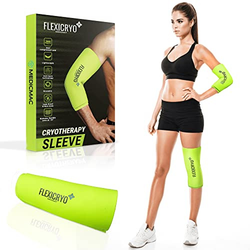 MEDICMAC® FlexiCryo™ 360° Cold Therapy Compression Sleeve for Arthritis, Injuries & Sports Recovery - Reusable, Comfortable and Ultra Flexible Ice Wrap for Knees, Elbows, Shins, Ankles, Calf Pain (M)