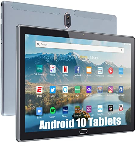 TPSPAD Tablet 10 Inch Android, Tablets HD Display with 2GB RAM 32GB ROM, 2MP+5MP Dual Camera, Quad Core Processor,WiFi, Bluetooth, 5000mAh Battery, silver