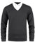 Yukirtiq Men's Basic V-Neck Jumpers with Mock Shirt Collar Knitwear Casual Pullover Long Sleeve Knitted Sweater Jumper, Black+White, L