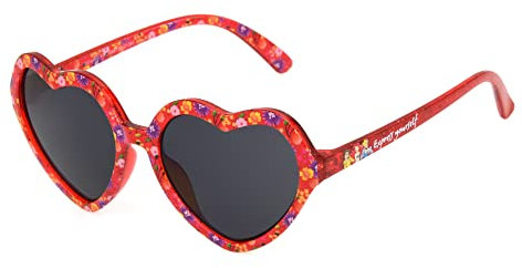 Disney Lunettes de soleil princesse pour filles, motif cœur, rouge cristal, injection de paillettes, 43, Rouge cristal/injection de paillettes