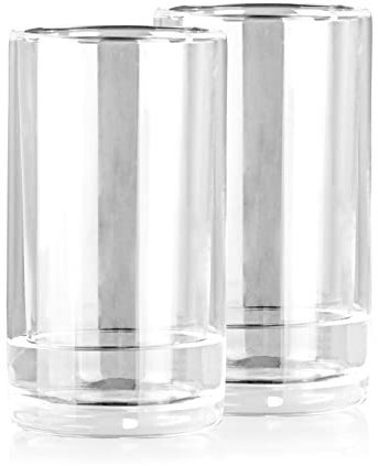 GOURMETmaxx Glas selbstkühlend - 2er-Set je 280 ml | Cooling-Gel im Glasmantel gefriert bei -4 °C | Kalte Getränke in nur 2–3 Min. | Immer wieder verwendbar [Borosilikatglas]