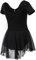 Soudittur Ballettkleidung Mädchen Ballettkleid für Kinder Baumwolle Balletttrikot Kurzarm Ballettanzug Tanzkleid Tanzbody mit Chiffon Rock Tütü(130,Schwarz)