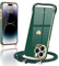 Wirvyuer Coque avec Cordon pour iPhone 14 Pro Max Coque Ultra Mince Silicone Souple Étui en Motif Coeur avec Chaîne Collier Réglable Téléphone Portable Lanyard Case pour iPhone 14 Pro Max Vert foncé