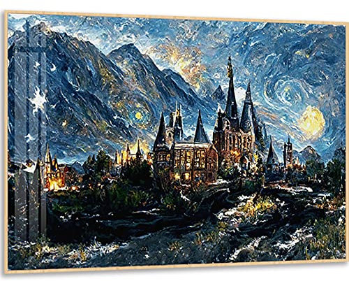 Instarry 5D Diamant Painting Bilder Full Groß Van Gogh Sternenhimmel und Schloss Wohnzimmer Dekoration 60x40 cm