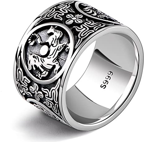 Trauringe Silber, Große Ringe 999 Sterlingsilber Vintage Drachenmuster Urlaubsgeschenk Ring Größe 68(21.6)