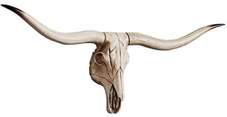 KIWZXKA Langhorn-Kuhschädel, Wandbehang, Longhorn-Ochse, Langhorn-Kuhschädel, Wandbehang, Künstlicher Longhorn-Schädel, Künstliche Tierkopf-Wand, Bauernhaus-Dekoration, Wandskulptur