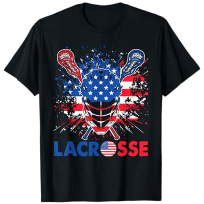 Lacrosse USA Flag Lax Helmet Sticks 4th Of July T-Shirt