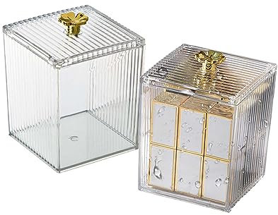 SVOCK 2 Pezzi Porta Dischetti Struccanti, Organizzatore Bagno, Porta Cotton Fioc, Contenitore per Dischetti Struccanti Con Coperchio per Toilette, Camera da Letto