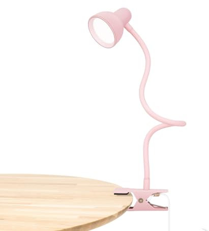 LiFMIRA Pink Small Desk Lamp Clip on Reading Light for Bed 3 Colors 10 Brightness Dimmable Flexible Gooseneck Clip on Light for Bed Headboard College Dorm Room