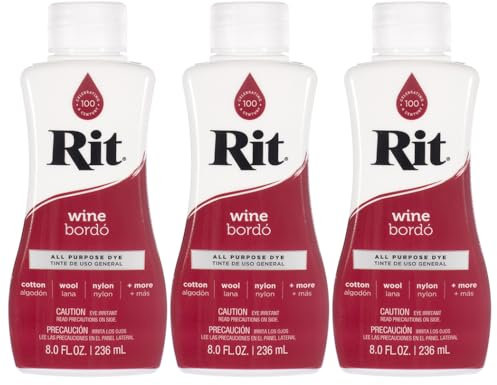 Rit Dye - Tinte líquido para telas de 8 onzas para ropa, decoración y manualidades, color vino (paquete de 3)