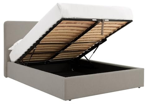 Teddy Boucle 4FT6 Grey Ottoman Storage Bed – Double Bed Frame with Storage Stylish & Functional Storage Solution for Bedroom Compact Space Saving Design