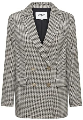 ONLY Onllettie Ls Loose Blazer TLR, Cloud Dancer/Checks: Tannin & Cornet Blue & Night Sky & Peat, 42 Femme