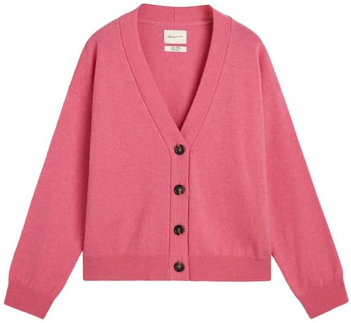 GANT Cardigan Superfine in Lana di Agnello Maglione, Rosa Caramella, M Donna