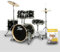 Fame Drum-Set, Maple Standard Jungle 1, Ahorn, Schwarz, Chrom Hardware, inklusive Becken und Zubehör