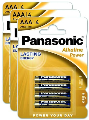 PANASONIC Pack of 3 Blister Packs of 4 Alkaline Batteries Power Bronze LR03 AAA 1.5 V
